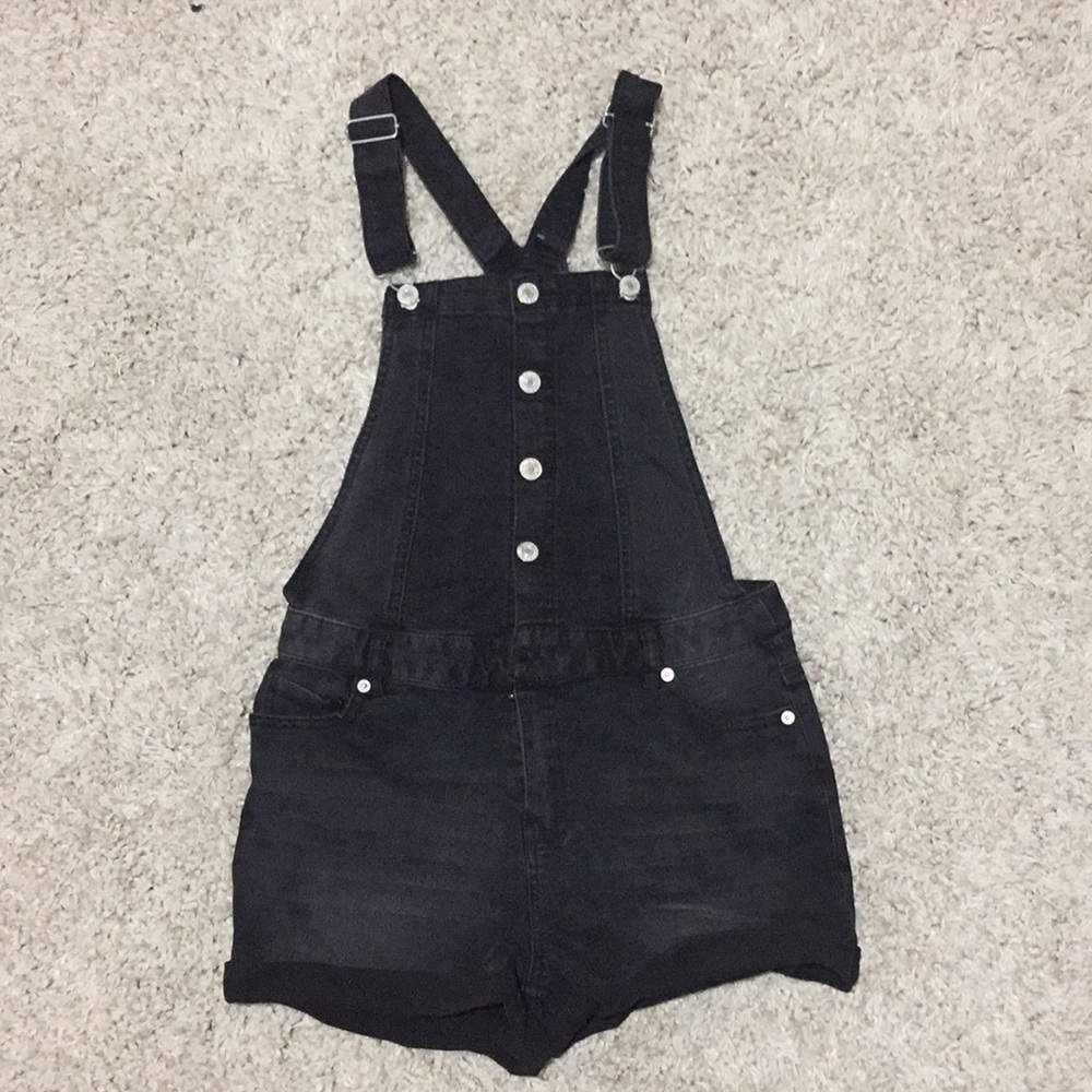 Black overall shorts